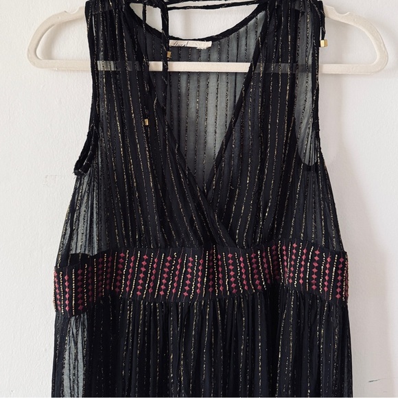 Black & Gold Metallic, Midi Dress by Floriat from Anthropologie. Size Small - Picture 8 of 16